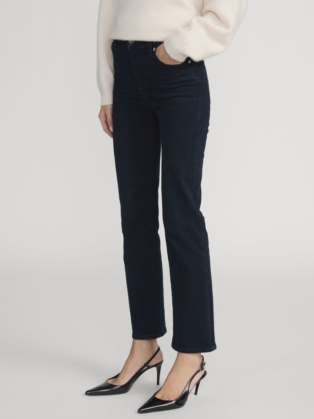 Frame Denim Le Sleek High Straight Jeans in Dark Indigo - Picture 5 of 10